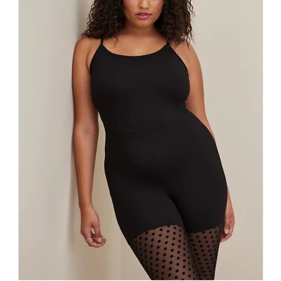 TORRID NWT PREMIUM LEGGING FLOCKED CATSUIT - COTTON BLACK - Picture 2 of 7